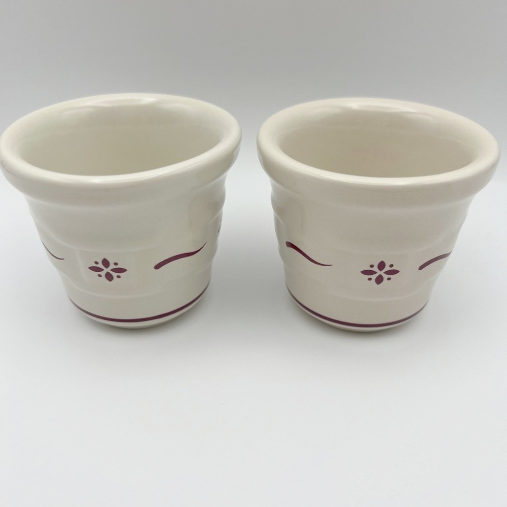 Longaberger Pottery Woven Traditions Paprika Red Votive Holders Set of 2 USA